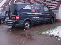 VW T5 whrend es schneit in Sassnitz am 07.04.2012