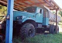 Versteckt und doch endeckt.Kraz 255B als Muldenkipper 2008 in Neu- Derben / Elbe sehrgut in Schuss.