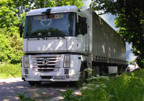 Mai 2012 / in Osteuropa (RO) zu Hause, macht der Renault -Magnum (ohne Typenbezeichnung) einen Zwischenstopp im Sauerland -