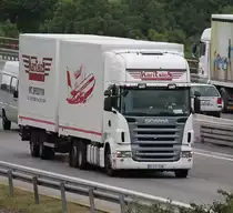 Scania R420 Tandem-H�ngerzug von  Karitsios  aus Zypern unterwegs auf der BAB 6 zwischen Crailsheim und Kirchberg, 06.08.2012