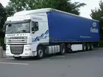 Leipziger DAF Sattelzug,am 08.August 2012,auf einem Parkplatz in Bergen/R�gen.