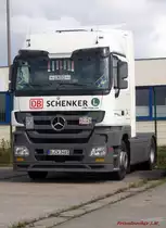 MB Actros 1844 Sattelzugmaschine von ''DB Schenker'', aufgenommen im Rostocker �berseehafen am 9.8.2012