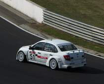 So sieht aus den Heck eines Rennwagen (Lada Granta).
Foto: Lada Granta Cup am 05.05.2012 beim WTCC Rennen auf dem Hungaroring