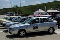 Lada Priora -Seitenaufnahme. Gesehen beim Lada Ausstellung whrend des WTCC Rennen am 05-06.05.2012.