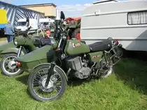 Gespann MZ ES 250/2, wie es vorwiegend bei der NVA benutzt wurde, aus dem alten Landkreis Ludwigslust (LWL) beim 18. Oldtimer- und Traktoren-Treffen im AGRONEUM in Alt Schwerin [12.08.2012]
