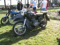Gespann MZ ES 250/1 mit aus dem alten Landkreis M�ritz (M�R) beim 18. Oldtimer- und Traktoren-Treffen im AGRONEUM in Alt Schwerin [12.08.2012]
