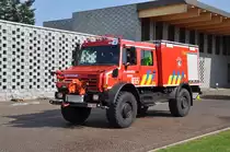 Waldbrand-Tankl�schfahrzeug Mercedes-Benz Unimog U5000 Aufbau Dias der Feuerwehr Essen, Aufnahme am 25.09.2011 in Schoten aus Anlass der Umzug f�r 100 Jahr-Feier  brandweer Schoten 