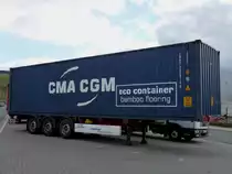 KRONE Container Trailer mit 40`CMA CGM �berseecontainer abgestellt in Herten am 16.04.2012 Frontseitenansicht
