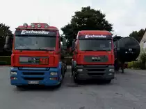 2x MAN TGA LX D20 auf dem Hof der Spedition ESCHWEILER in Herten am 22.08.2012
