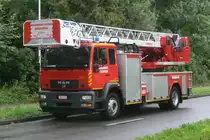 Drehleiter MAN LE 18.280 Aufbau Magirus der Feuerwehr Edegem, Aufnahme am 26.09.2010