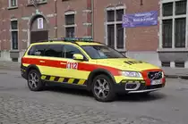 Notarzteinsatzfahrzeug Volvo XC70 Inneneinrichtung Autographe vom Krankenhaus AZ Imelda Bonheiden, Aufnahme am 21.07.2012 in Brussel nach Anlass des Nationalfeiertags 