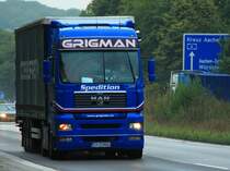 MAN D20 Common Rail Sattelzug am 11.09.2012 auf der A4 kurz vor der Niederlndischen Grenze. 