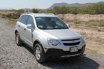 Chevy Captiva Leihwagen in der Sierra Madre bei Ramos Arizpe in Mexiko am 15.09.2012.