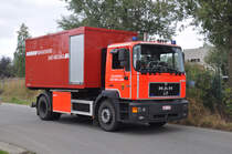 Wechselladerfahrzeug MAN 19.343 4x2 FLC Aufbau Sefa-Marrel & Rosenbauer Belgium der Feuerwehr Sint-Niklaas, Aufnahme am 15.09.2012