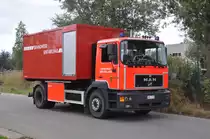 Wechselladerfahrzeug MAN 19.343 4x2 FLC Aufbau Sefa-Marrel & Rosenbauer Belgium der Feuerwehr Sint-Niklaas, Aufnahme am 15.09.2012