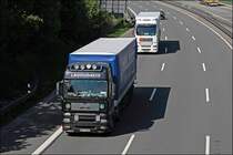 Ein polnischer MAN TGA ist bei L�denscheid Richtung S�den unterwegs. Der Gesamtzustand des Fahrzeuges sieht nicht sooo gut aus.... (09.05.2008)
