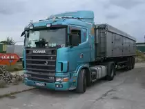 Noch ein SCANIA Kipper am 20.September 2012.Ebenfalls aufgenommen im Industriegel�nde von Bergen/R�gen.