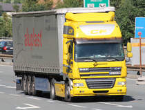 DAF CF aus Bulgarien ist auf der Brennerautobahn Richtung S�den unterwegs, 28.08.2012