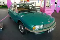 NSU Ro80, Baujahr 1960, Wankel-Motor mit 2x497ccm und 115PS, Vmax.180Km/h, von 1967-77 wurden 38.000 St�ck von diesem fortschrittlichen PKW gebaut, war das letzte Fahrzeug der Firma NSU, Hymer Museum, Aug.2012 
