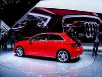 Der dreitrige Audi A3 (hier Rckansicht) wurde auch gezeigt. (Automesse Paris zwischen 30.09.2012-14.10.2012, Aufnahmedatum: 11.10.2012)