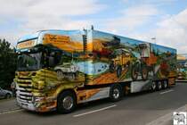 Herpa Showtruck Nummer 8  Weltgeschichte der Nutzfahrzeuge  auf dem Sommerfest bei Herpa am 28. Juni 2008.