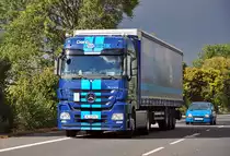 MB Actros mit Pritschenauflieger  Deniz Logistik  bei Euskirchen - 19.09.2012