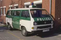 Volkswagen Bulli 
Streifenwagen
der Polizeistation Lengerich
Kreispolizeibeh�rde Steinfurt
am 9.4.1989 in Lengerich
