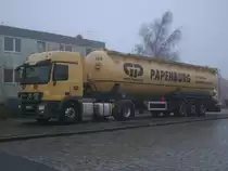 Mercedes-Siloaufleger,am 08.Januar 2013,am Stra�enrand in Bergen/R�gen.