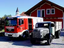 STEYR (380; Bj. 1952) goes to MAN (TGM 15.290 Bj. 2012 d. FF-Traxlham); irgendwie Schade um die eigenst�ndige LKW-Marke Steyr, welche 1990 an den MAN-Konzern verkauft wurde; 120812