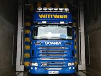 Scania R480 der Spedition Wittwer, aufgenommen am 6. januar
in der Waschanlage der Spedition