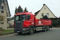 Scania G 440 Pritsche mit Ladekran am 3.3.2012 in Hasbergen.