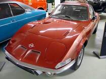 Opel GT, Autosammlung Steim in Schramberg, 6.3.11 
Baujahr 1971 
4 Zylinder, 90 PS aus 1900 ccm. 
185 km/h schnell und 940 kg schwer. 