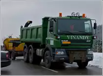 DAF CF Kipper am Rande eines Parkplatz abgestellt am 26.02.2013.