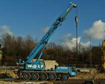 Liebherr Autokran der Firma Wolf aus Marl am 09.02.2013 in Aachen.