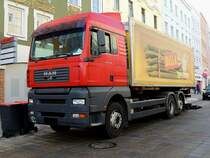 MAN TGA26.440 mit WAB eines bekannten sterr. Diskounters bei der morgendlichen Zustelltour; 130306