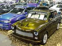 Ein aggressiv getunt Trabant 601. Aufnahme: Auto Motor und Tuning Show 2013 (23. März)