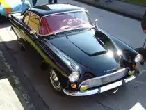 DKW 1000 Sp Coupe. 1958 - 1965. Von diesem eleganten Coupe stellte DKW in Zusammenarbeit mit der Karosseriefabrik Baur aus Stuttgart 5.000 Exemplare her. Es wird gemunkelt, das die Designer sich von der Form des damaligen Ford Thunderbird haben inspirieren lassen. Der 3-Zylinderzweitaktreihenmotor leistet 55 PS aus 980 cm� Hubraum. F�r ein solch elegantes Coupe mu�ten DM 10.750,00 auf den Tresen des DKW H�ndlers gelegt werden. Oldtimertreffen Kokerei Zollverein am 07.04.2013.