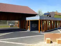 Bantzenheim im Elsa�, Eingang zur Motoradscheune, er�ffnet wurde das sehenswerte Motorradmuseum im April 2013, fast 150 Maschinen, haupts�chlich aus franz�sischer Produktion, werden gezeigt, April 2013