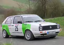 VW Golf II 16V bei der Streckenbesichtigung der Rally Sonnefeld (AMC Hohe A�litz) am 20.04.2013. (Rene Schubert/ Julian Gegner/ 25)