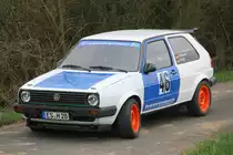 VW Golf II GTI bei der Streckenbesichtigung der Rally Sonnefeld (AMC Hohe A�litz) am 20.04.2013. (Frank Herrmann/ Inge Schlip/ 46)