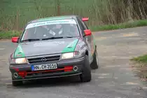 Opel Astra F 16V bei der Streckenbesichtigung der Rally Sonnefeld (AMC Hohe A�litz) am 20.04.2013. (Rene Christall/ Andreas Barth/ 42)