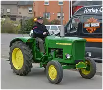 John Deere Lanz 500, C40, Bj 1963,  4 Zyl, 2367 ccm, aufgenommen bei der Ankunft in Rodange.  20.04.2013