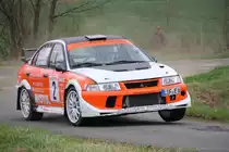 Mitsubishi EVO 6 WP1 der Rally Sonnefeld (AMC Hohe A�litz) am 20.04.2013. (Ralf Hillmann/ Michaela Kusebauch/ 2)