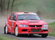 Mitsubishi EVO 9 WP1 der Rally Sonnefeld (AMC Hohe A�litz) am 20.04.2013. (J�rg- Axel de Fries/ Thomas Sch�pf/11)