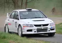 Mitsubishi EVO 6 WP1 der Rally Sonnefeld (AMC Hohe A�litz) am 20.04.2013. (Klaus J�rgen Faust/ Doris N�gel/ 12)