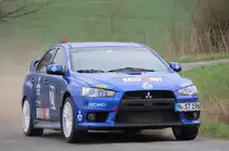 Mitsubishi EVO X WP1 der Rally Sonnefeld (AMC Hohe A�litz) am 20.04.2013. (Stefan Stich/ Michael Hierer/ 21)