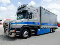 SCANIA mit Aufbau zur Vorf�hrung des TERBERG-Kinglifters am M�nchener Messegel�nde; 130607