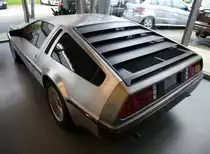 De Lorean DMC-12, Heckansicht des Sportwagens, Juni 2013