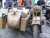 Frontansicht eines Zndapp Wehrmachtsgespann. (Wintertreffen 2008 Schloss Augustusburg)