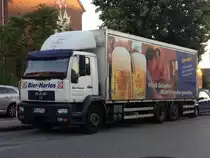 Bier Harlos Bremerhaven LKW mit einem MAN FE am 20.07.2013 in Cuxhaven. Der LKW tr�gt Haake Beck Werbung.